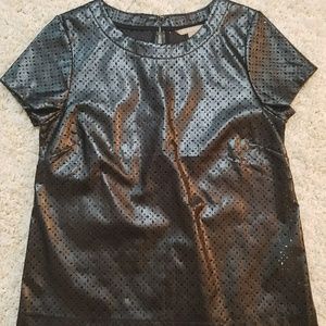 BR Faux Leather cutout shirt